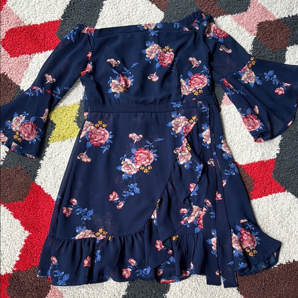 Xhilaration Navy Blue Dress size small off the shoulder
